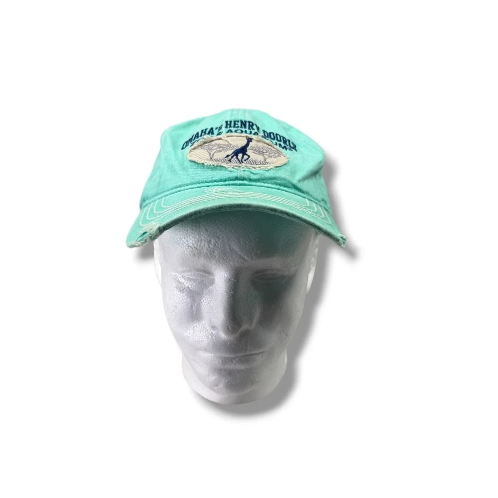 Omaha Henry Doorly Zoo Aquarium Hat Seafoam Green Distressed Giraffe Cap OSFM